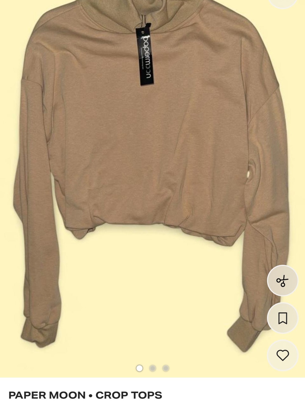 Papermoon Cropped Hoodie in Beige-Taupe